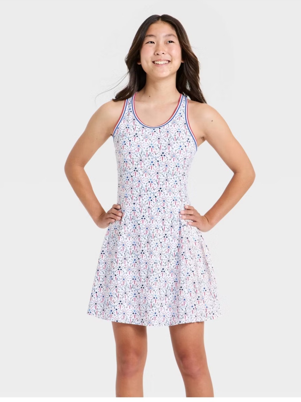 NWT Girls' Side Pleated Active Dress - All In Motion™ Cream SIZE XS